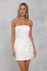 Dusk Desire Strapless Embellished Mini Dress White