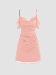 Sequin Ruched Mini Dress