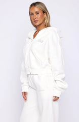 The Bride Boxy Zip Front Hoodie White