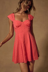 Filicia Coral Ditsy Floral Cap Sleeve Mini Dress