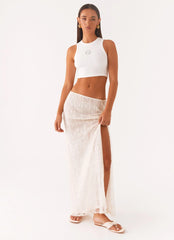 Opal Sequin Maxi Skirt - White